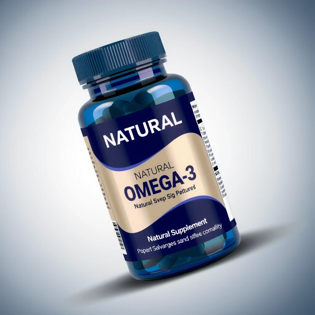 Botella de suplemento de Omega-3 estilizada