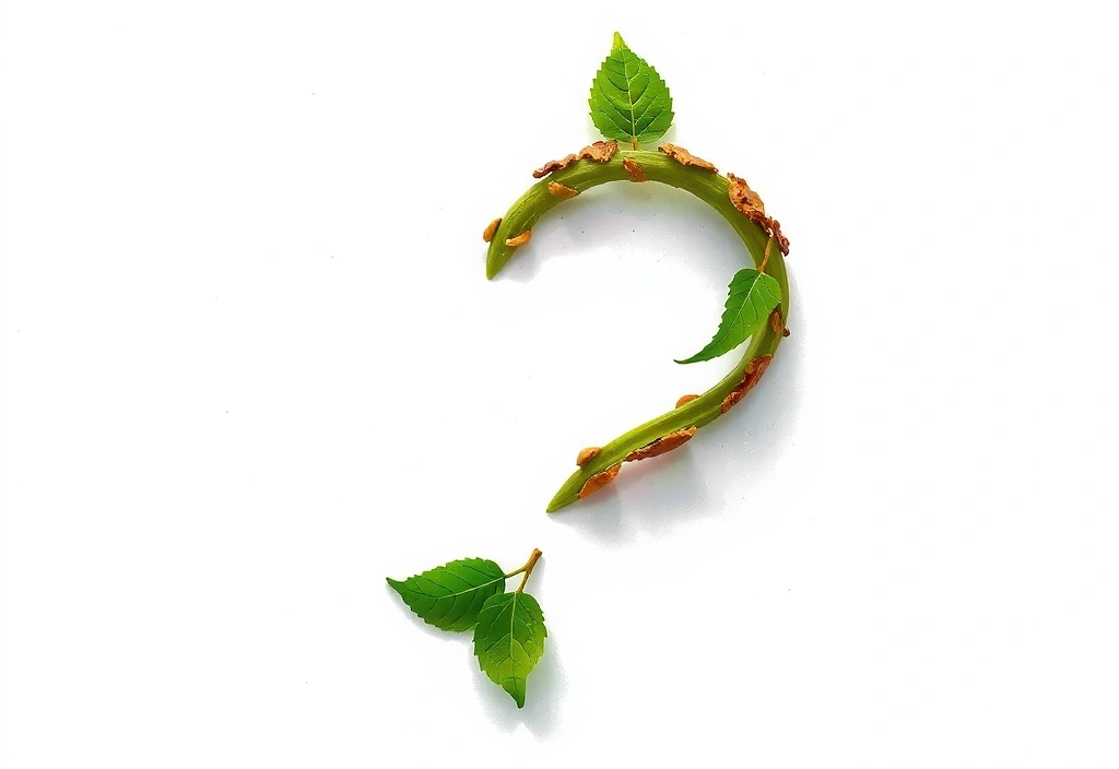 Signo de interrogación estilizado con elementos naturales