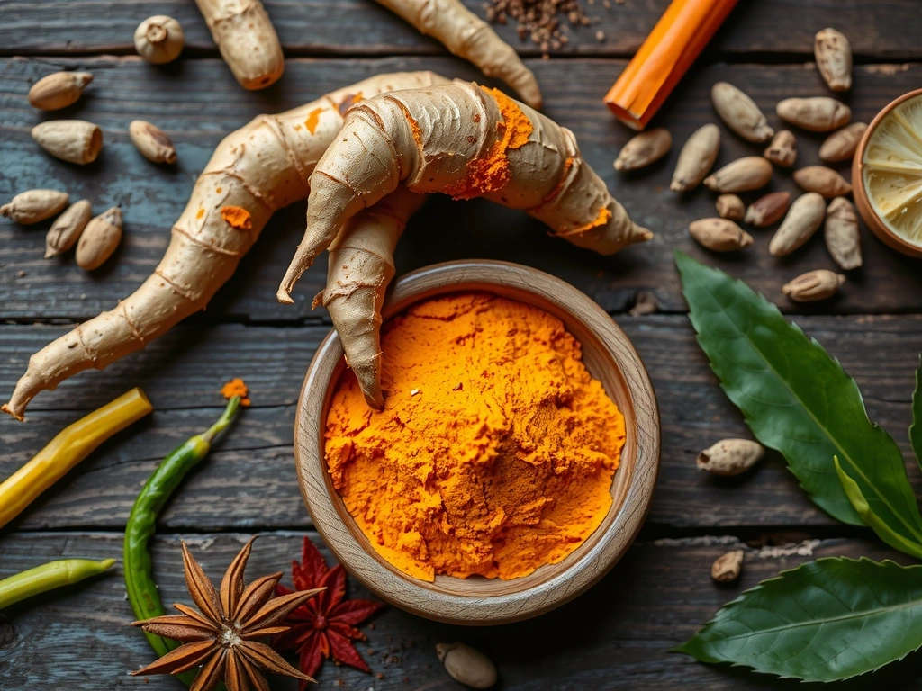 Turmeric root, no text, no letters, no inscriptions.